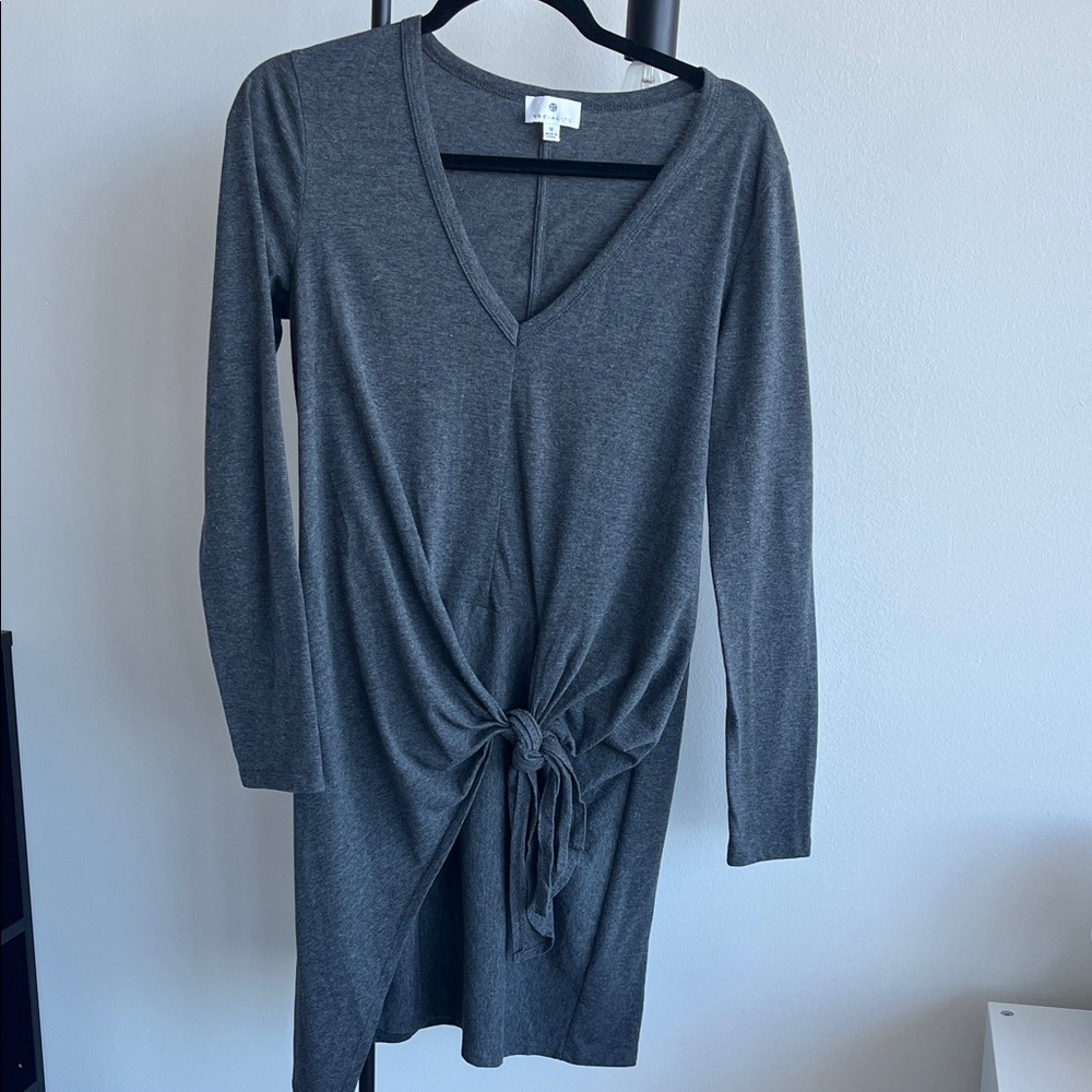 Socialite Charcoal Long Sleeve Tie Dress